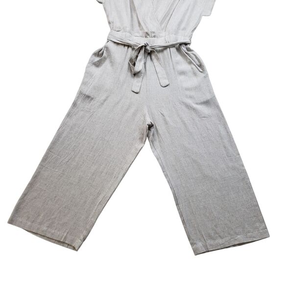 Monteau Jumpsuit Coverall Womens Large Linen Blend Wide Leg Overall Boho - Picture 6 of 13
